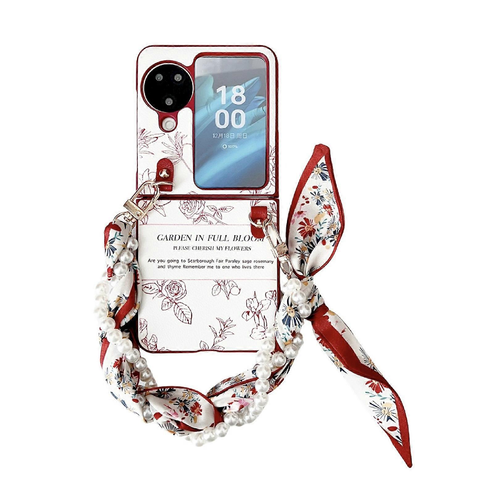 Sketch Flower Pattern Phone Case with Scarf Bracelet