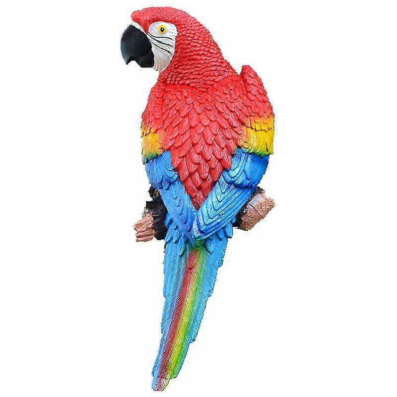 Resin Parrot Figurine Toy Model Figurine, Garden Sculptures Wall Decorations (Color : Red, Size: Right)