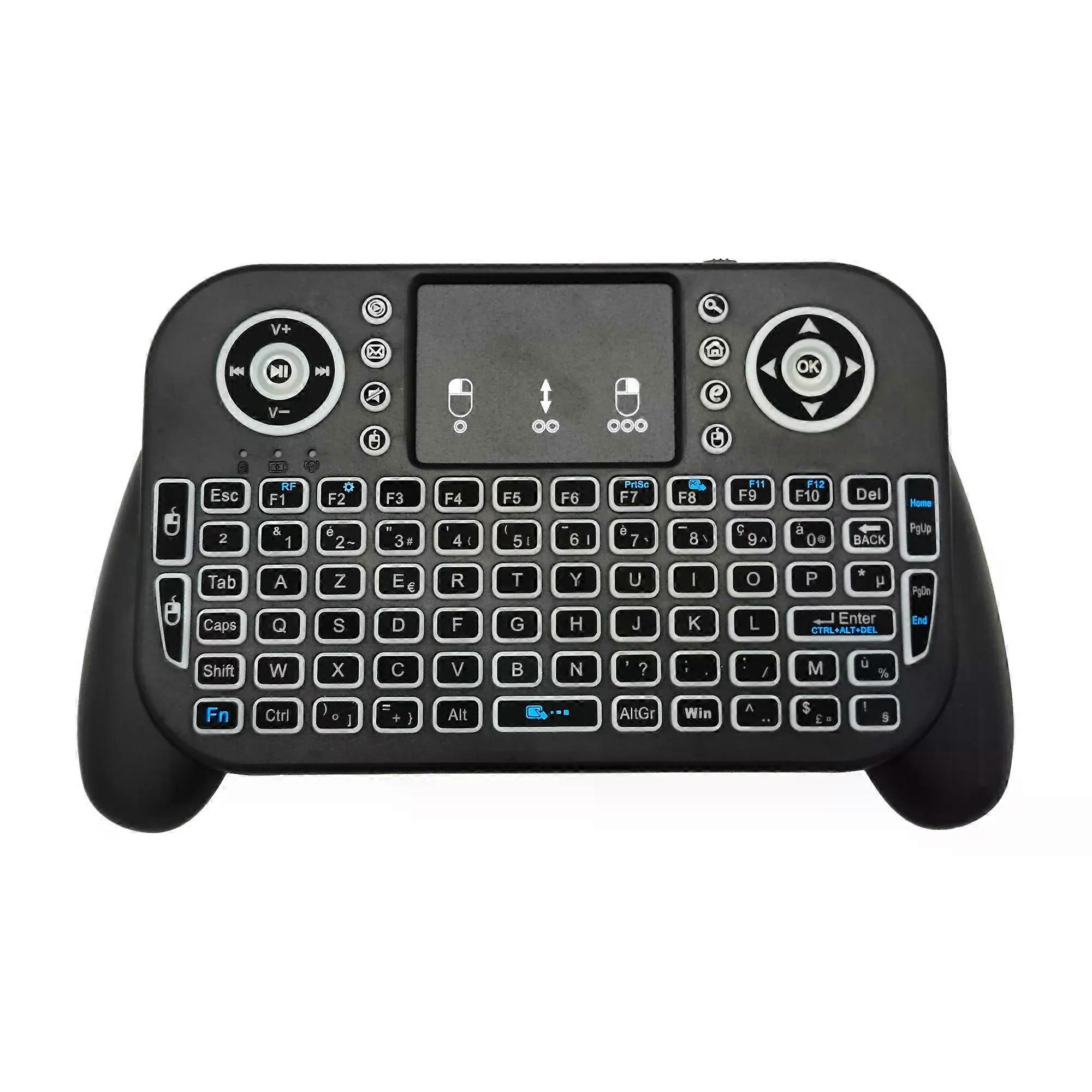 con V8 2.4G Mini Wireless Keyboard 7 Color Backlit Spanish Portuguese Bluetooth Air Mouse Remote Control Touchpad for Android TV Box
