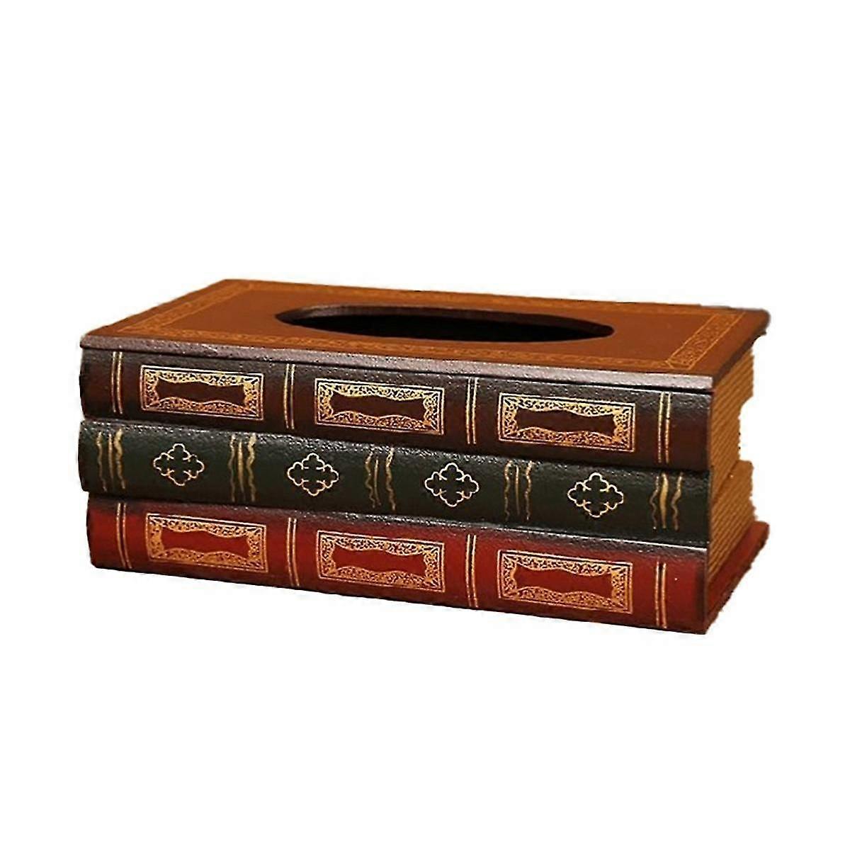 Retro Wooden Tissue Box, Antique Style Rectangular Tissue Holder Dispenser