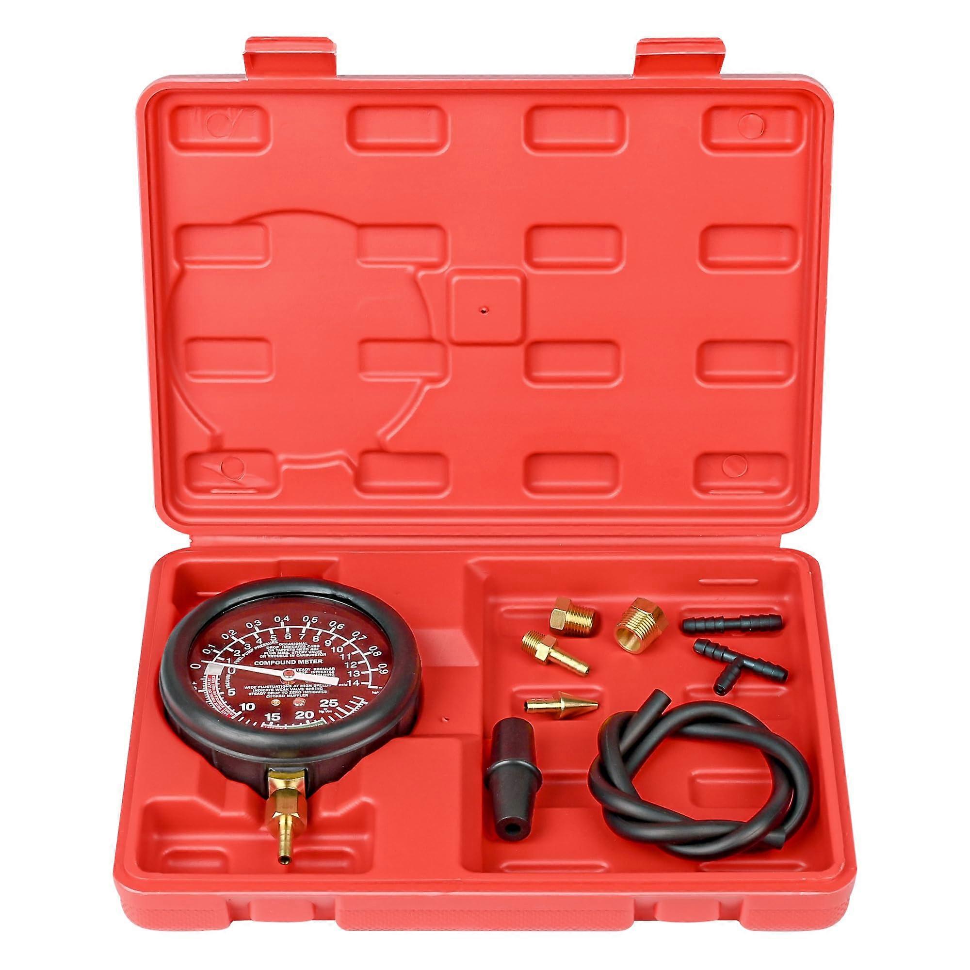 Fuel Pump Pressure and Vacuum Tester Gauge for Carburetor Intake Manifold with 0-15 PSI Measurement and Durable Construction