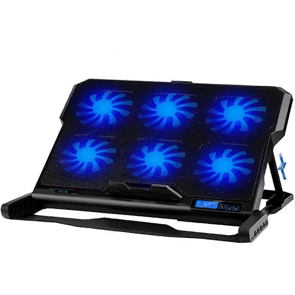 PGENX Laptop Cooling Pad 6 Cooling Fans and Cooler with Light LCD Display Notebook Stand for 12-16 Inch