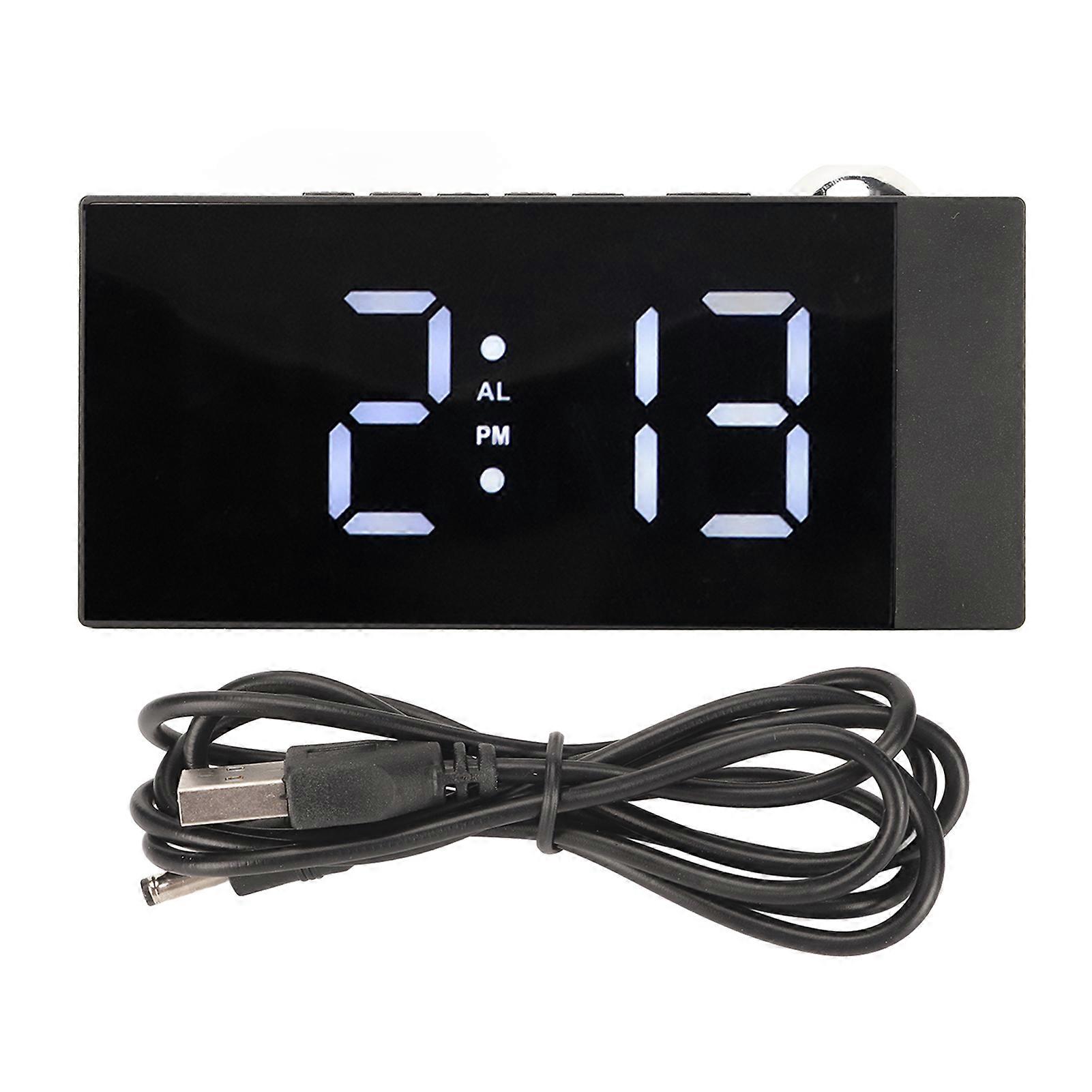 Projection Digital 180 Degree Rotation Brightness Adjustable USB Charging LED Alarm Clock for Office Bedroom