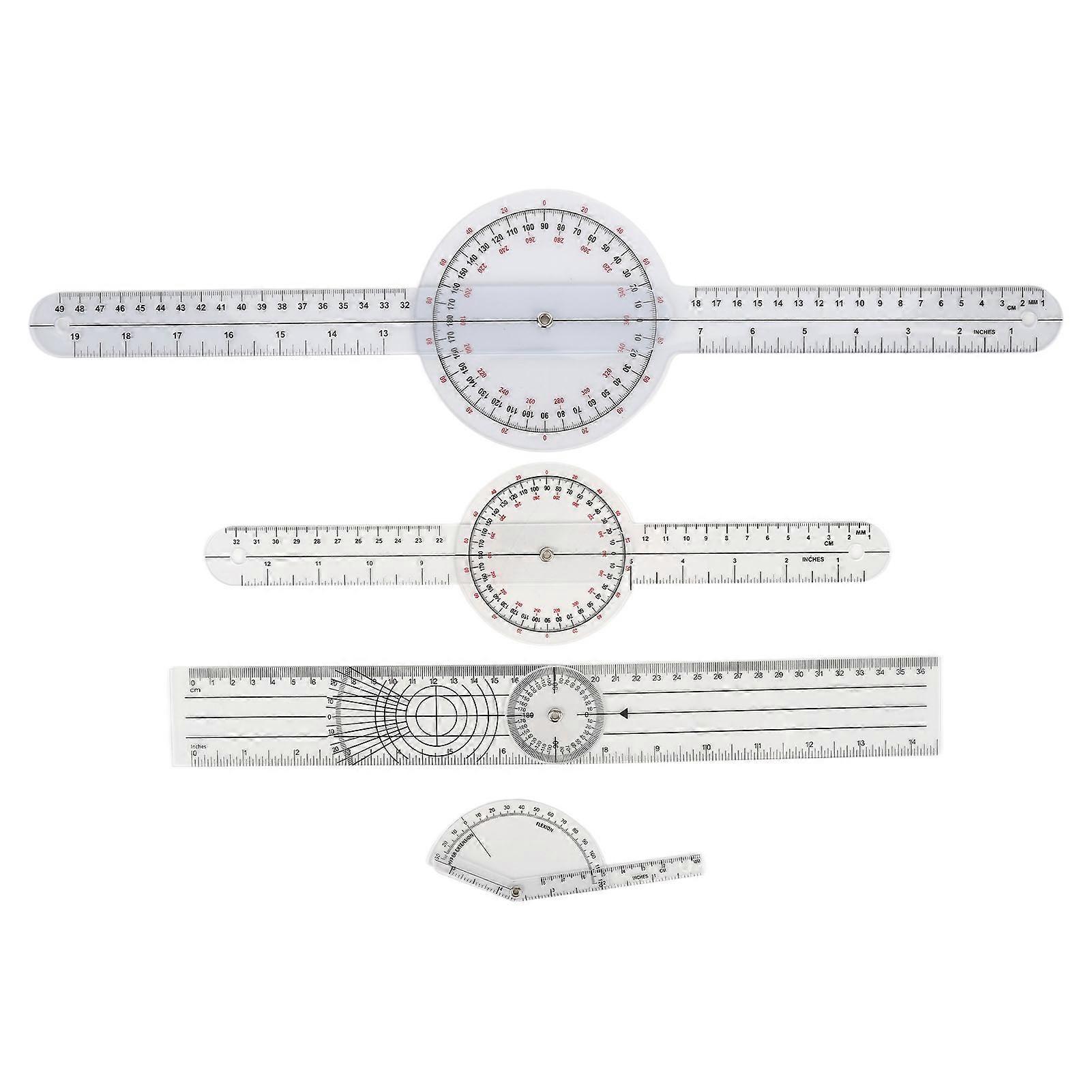 4pcs Medical Goniometer Set Rotate Transparent Orthopedic Angle Measurement Ruler for Family