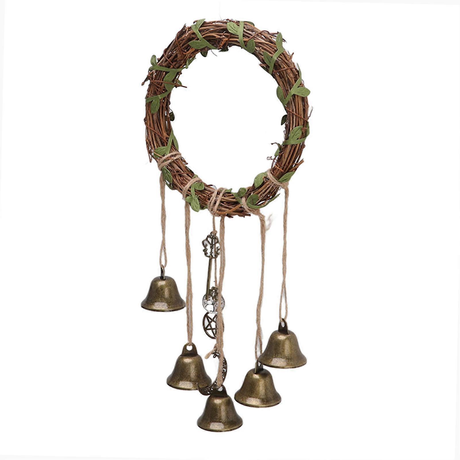 Hanging Witch Bell Handmade Decorative Witch Wind Chime with Meaningful Patterns for Door Handle