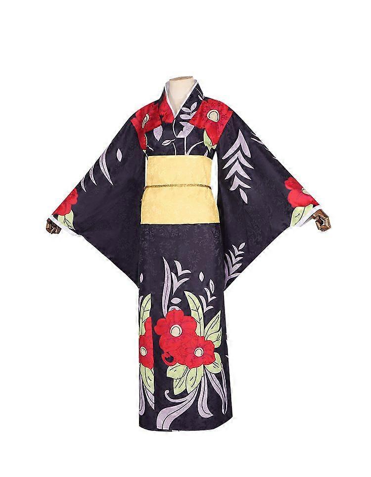 طقم أزياء تامايو كيمونو زي خيالي رداء بنمط الأزهار مع حزام أوبي وحزام الحبل للمهرجانات ومناسبات التلبيس