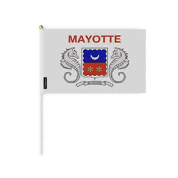 Set of Mini Flags – Mayotte – 14 x 21 cm – Handheld – Polyester - 100 pieces