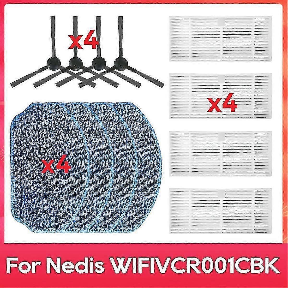 Nedis WIFIVCR001CBK robotdammsugare utrustad med sidoborstfilter