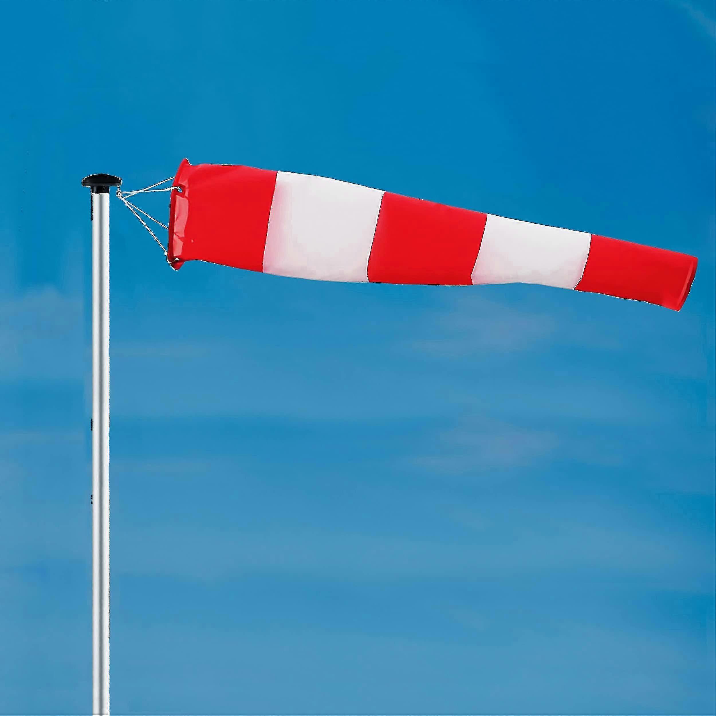 Windsock Indicator In Red And White 150cm Suspension  Swivel, Weatherproof, Wind Direction Indicator Compatible With Outdoor Use, Wind Direction