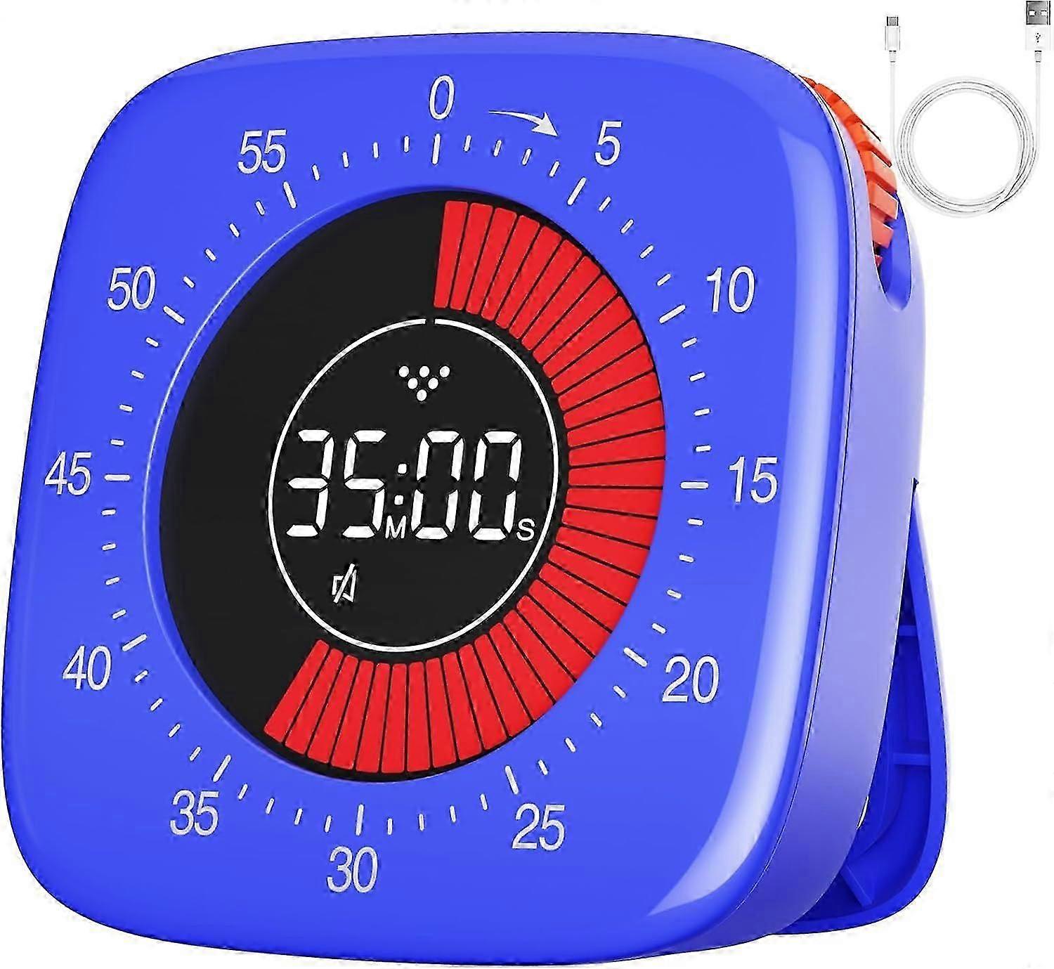 Visual Timer Rechargeable, with 4 Alarm Modes, Improved 60 Minutes Time Timing & Countdown Timer for Kids Cooking OfficeBlue