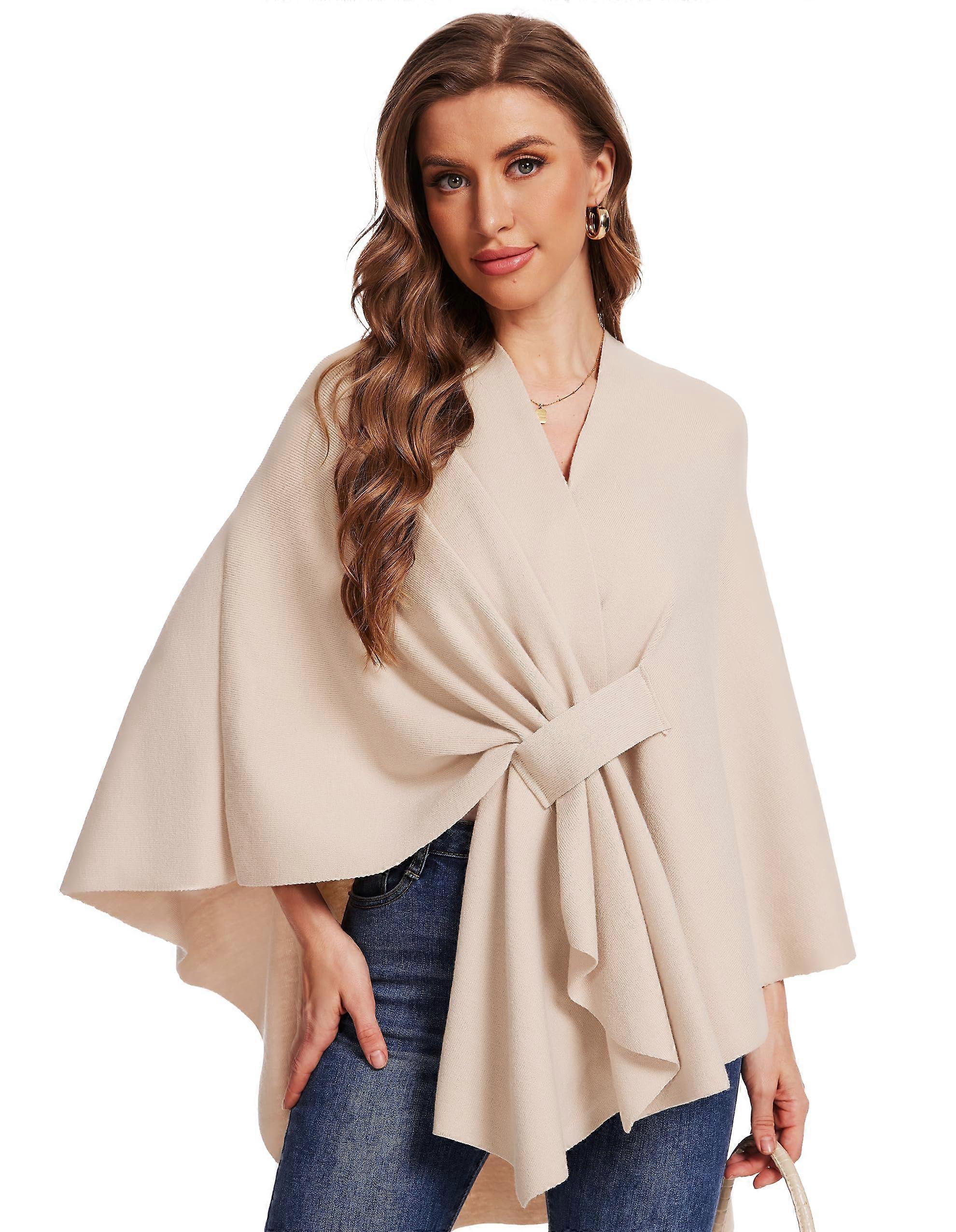 Women's Elegant Shawl Wraps Soft Open Front Poncho Sweater for Spring Fall Winter