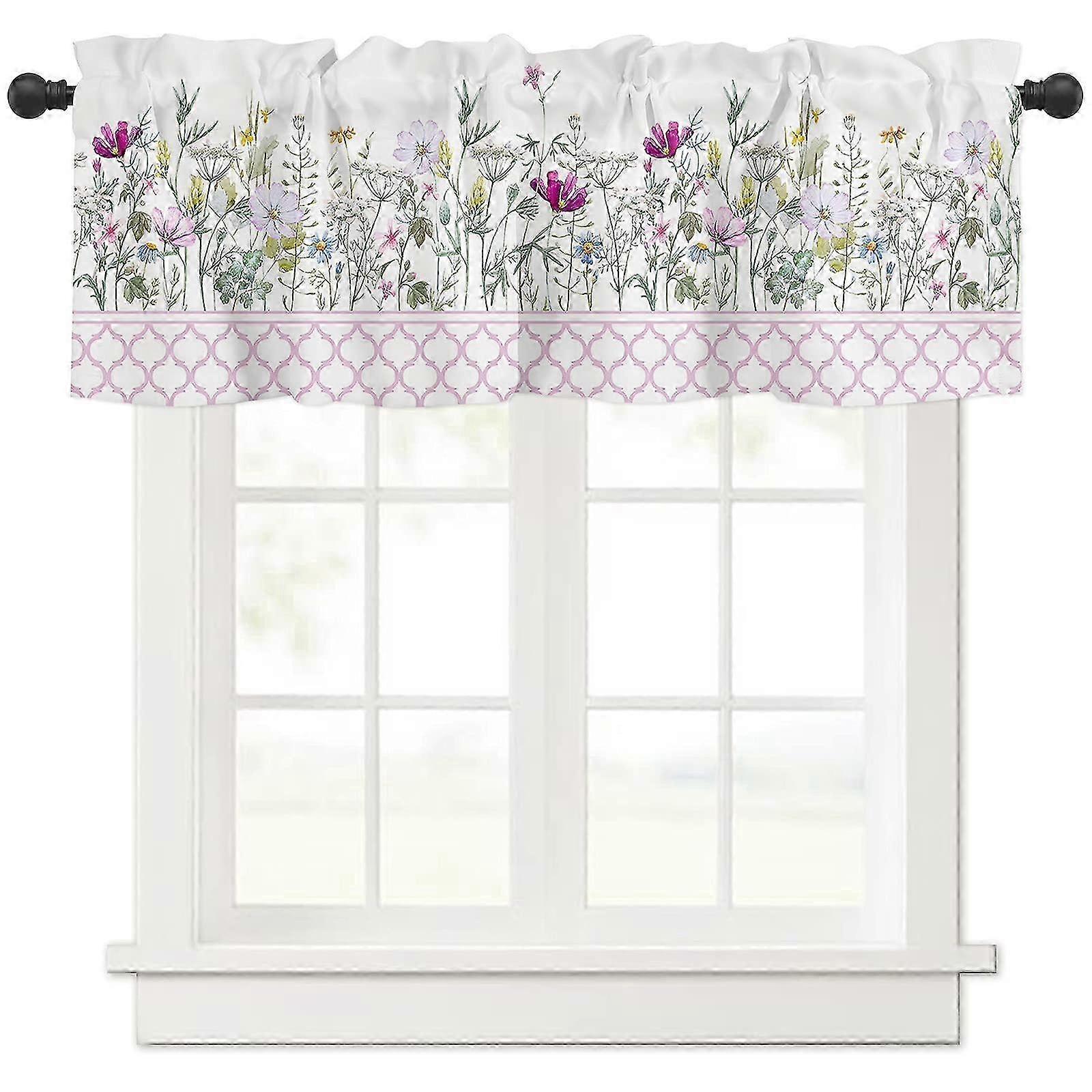 Cortinas de Janela Floral de Primavera 54x18 Polegadas - Decoração de Sala de Estar e Cozinha