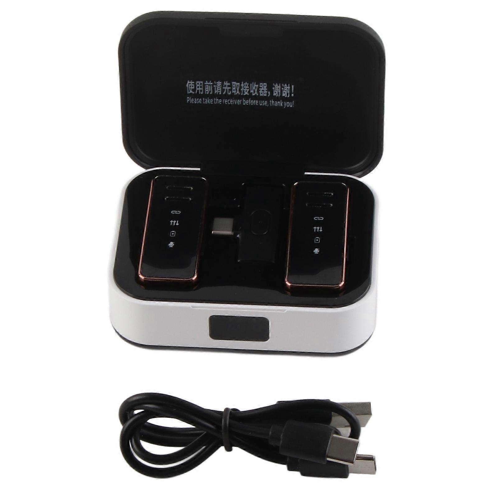 2Pcs Wireless Lavalier Microphone - Omnidirectional, Noise Cancellation, USB-C, Battery Case