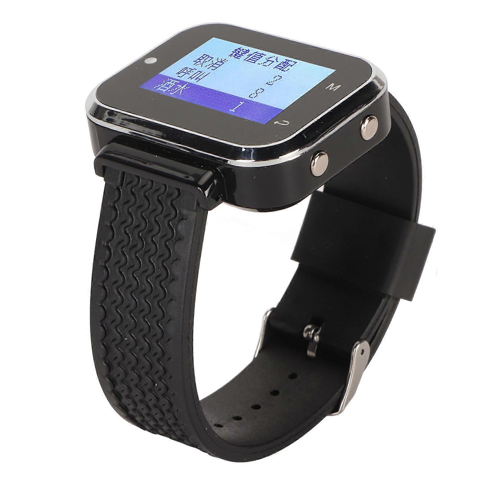 Wireless Calling System 250mAh Battery Rechargeable LCD Display Wireless Watch Receiver IPX4 Waterproof 10 Pagers 100‑240V EU Plug 