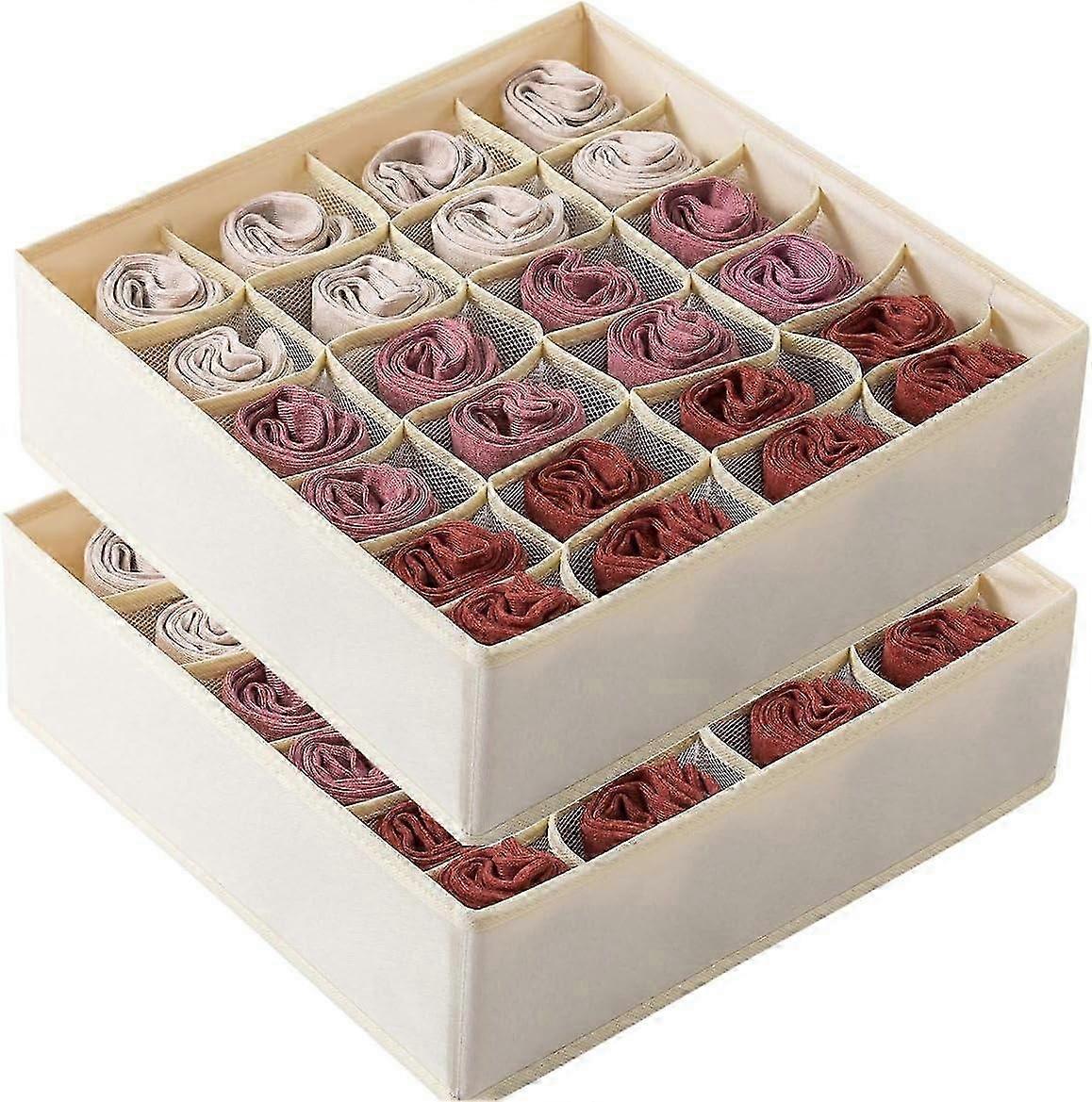 2 Pack Socks Underwear Drawer Organizer Divider for Various Sizes, 24 Cell or 16 Cell Collapsible Design