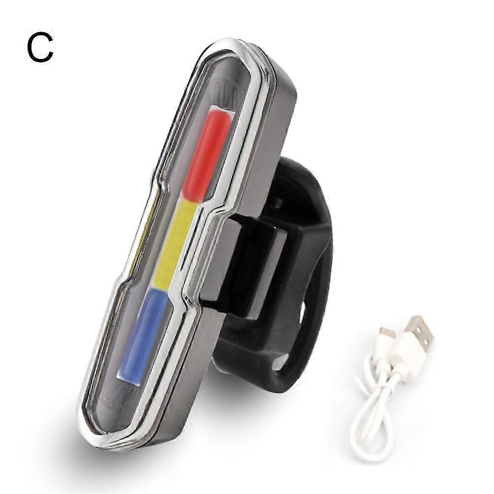 Red, white and blue (C)$Three lighting effects USB charging bicycle taillight