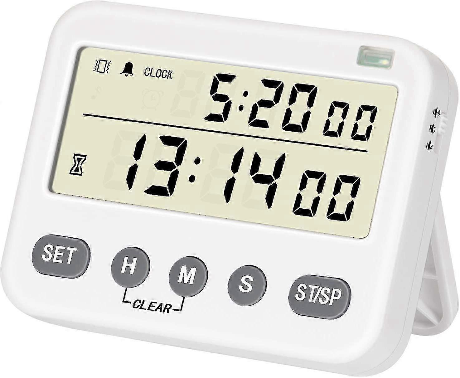 Digitaler Küchentimer für den Alltag, 24-Stunden-Uhr, tägliche Weckfunktion, Countdown/Up-Timer für die Küchenuhr mit großem LCD-Display