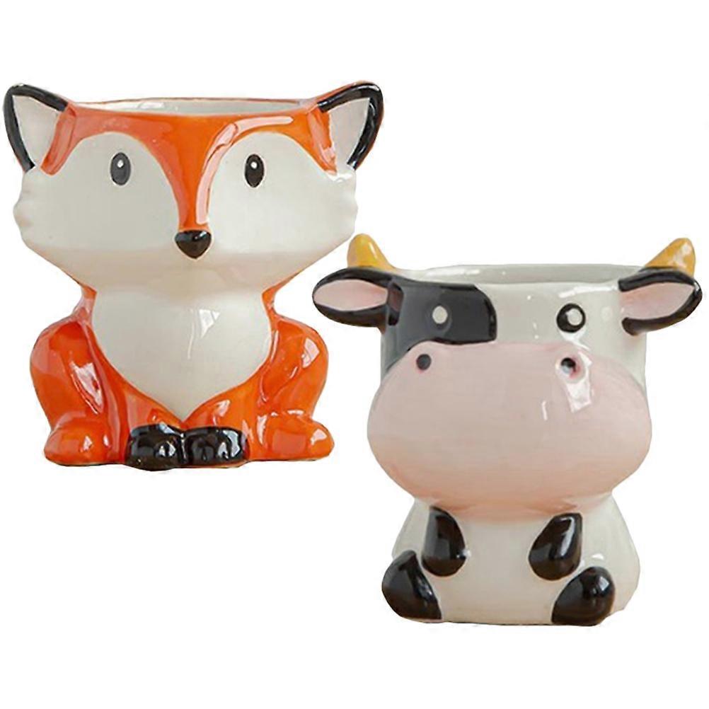 2pcs Animal Shaped Planter Pots Small Ceramic Succulents Planter Pots Ceramic Plant Pot