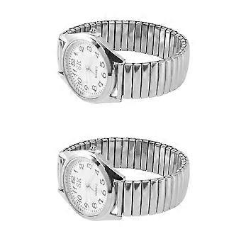 2X Big Numbers Stretchy Steel Men Lady Sports Wrist Watch 1.4 inch