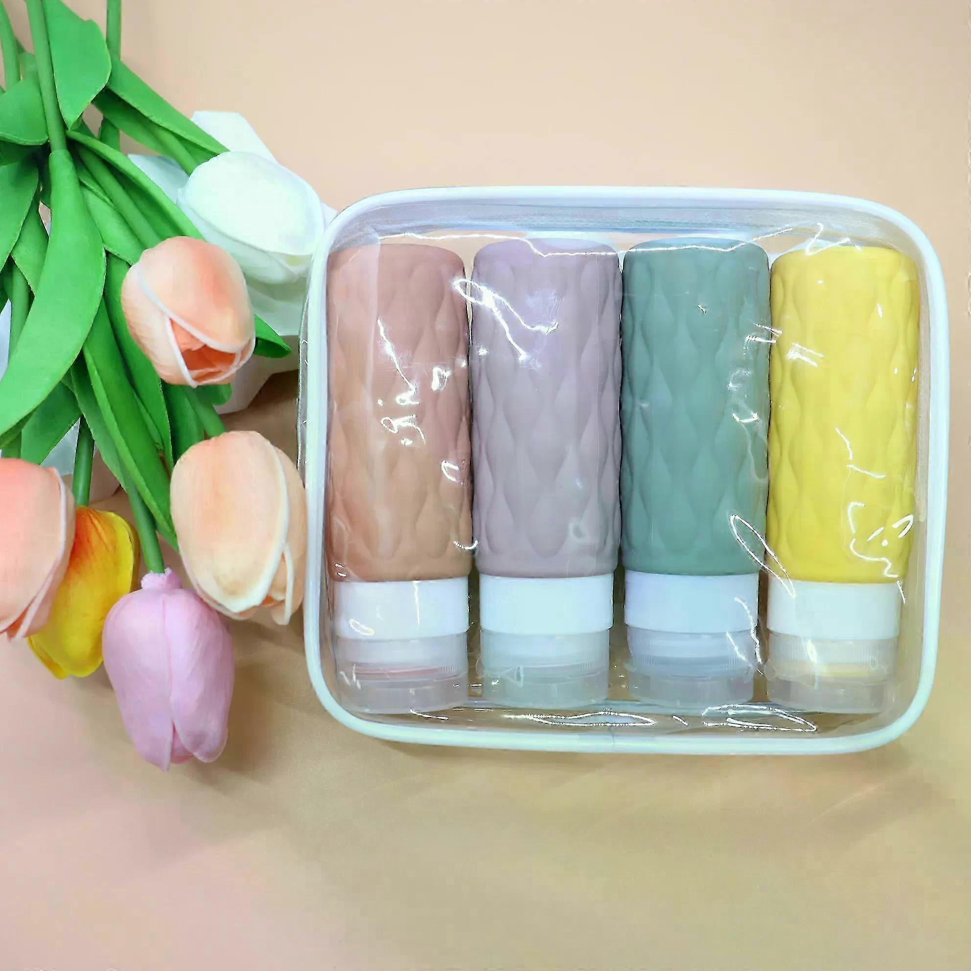 4pcs Travel Refillable Bottle Set Portable Silicone Squeezed Empty Soft Sub-bottling Tool Liquid Container Spray Lotion