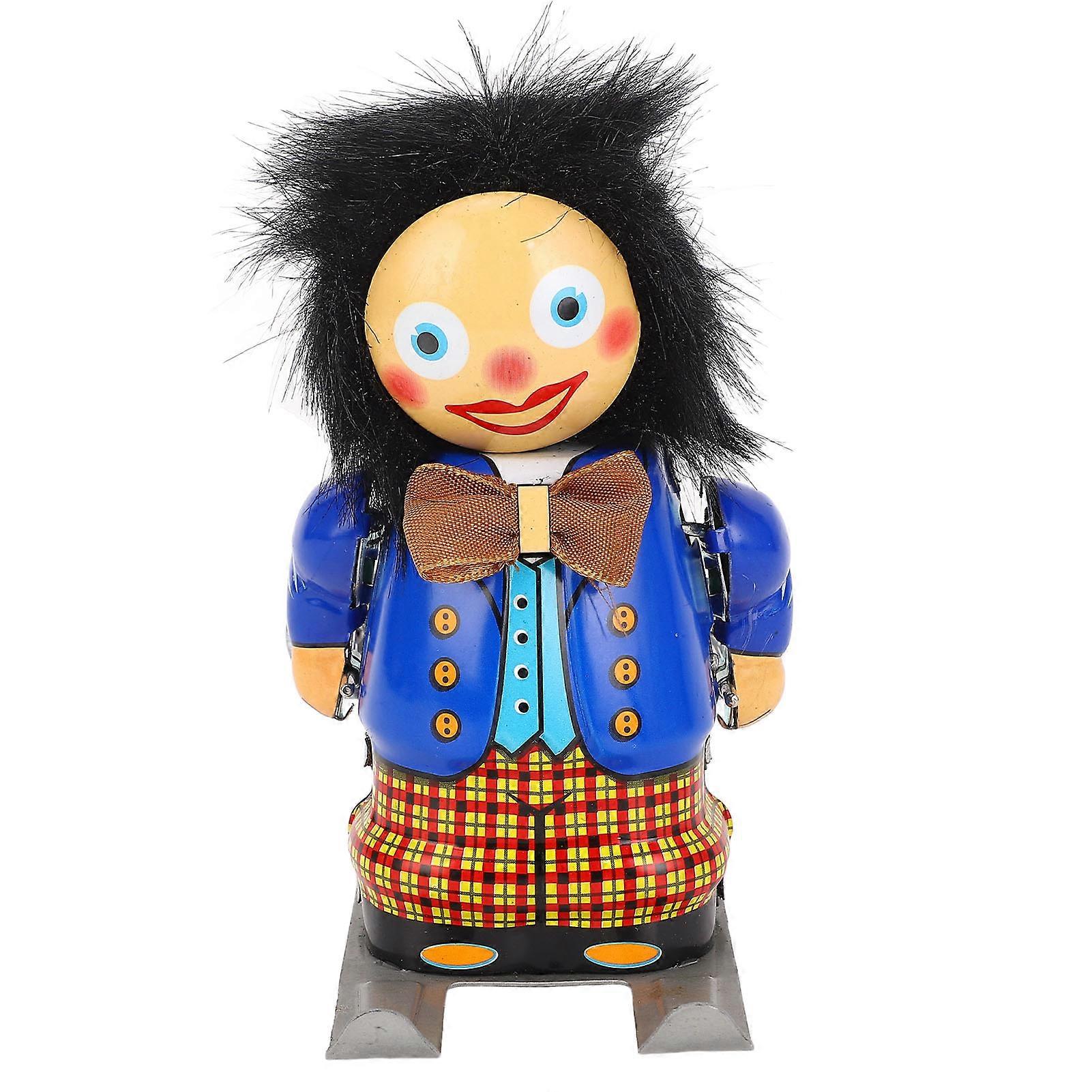 Vintage Handcrafted Iron Wind Up Skiing Toy Clockwork Decor