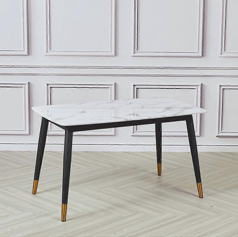 White Alexander Marble Dining Table with Black Gold Legs, Luxury Dining Table