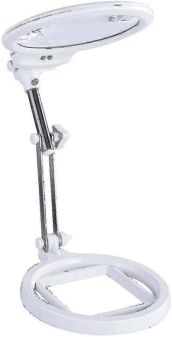 Portable LED Illuminated Magnifying Lamp with Adjustable Stand, 2x-6x Zoom Folding Desktop Magnifier for Reading & Embroidery