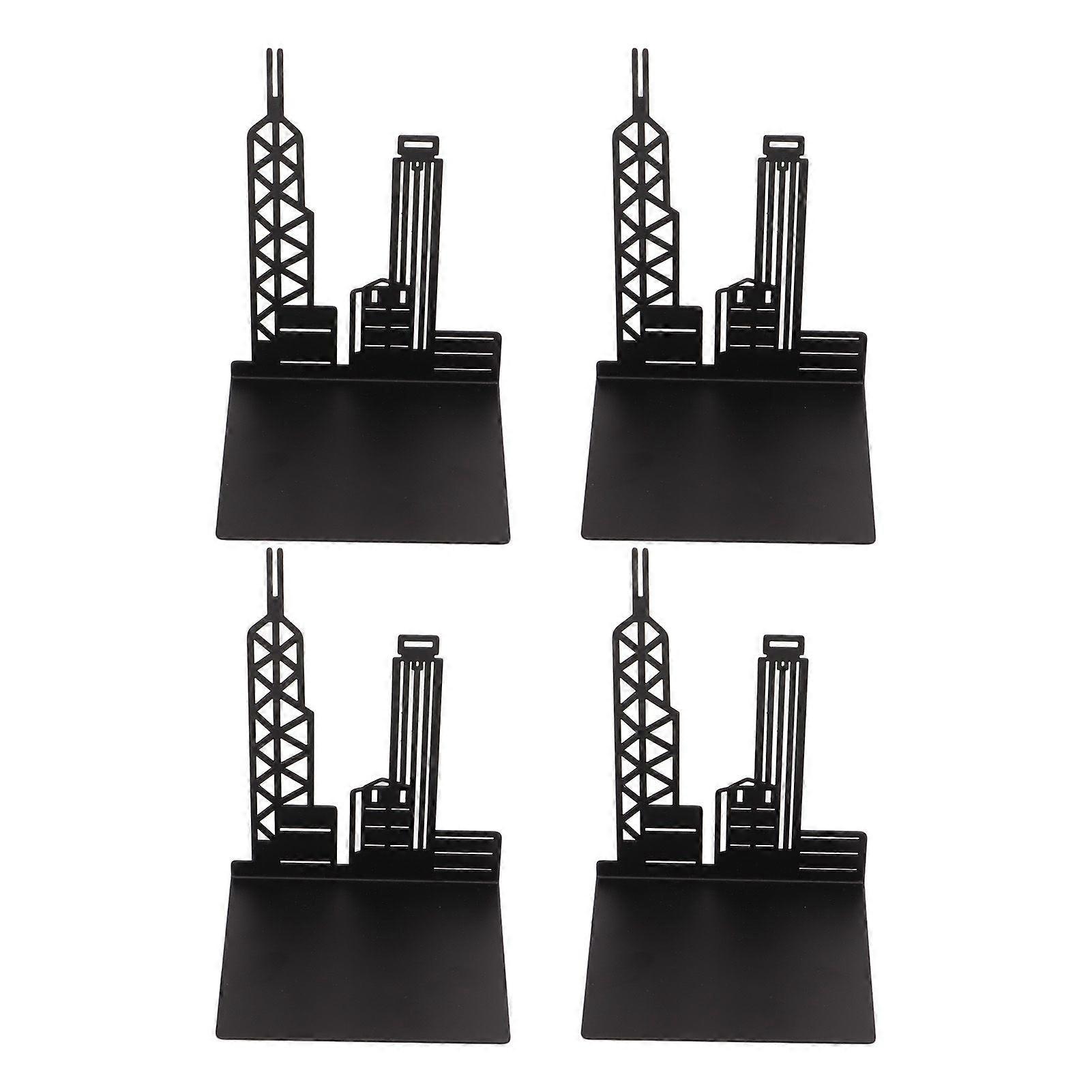 2025最新モデル4pcsブックエンド直立建築スタイルヘビーデューティー