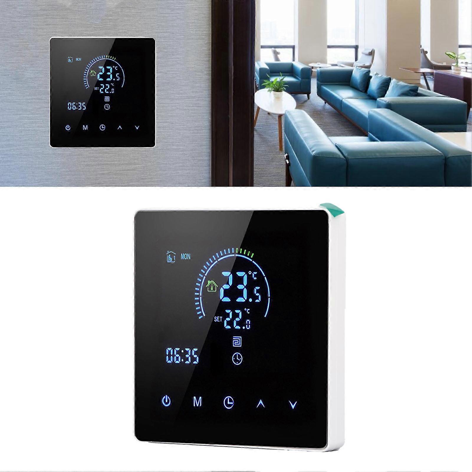 3A Smart Thermostat Intelligent Touch Color Screen LCD Display Thermostat Water Heating Boiler for Home Office Shopping Mall Store White Regular Mode
