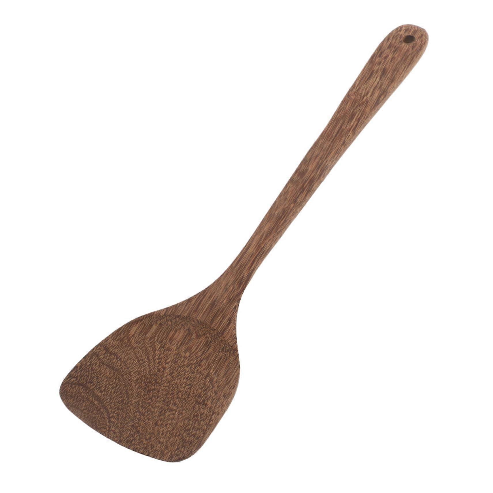 Wooden spatula for cooking: Wooden spatula with long handle – Nonstick kitchen utensil for stirring and serving – Long cooking spatula