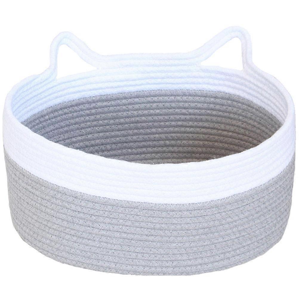 Cotton Thread Basket Woven Basket for Storage 1Pcs Light Grey Handmade