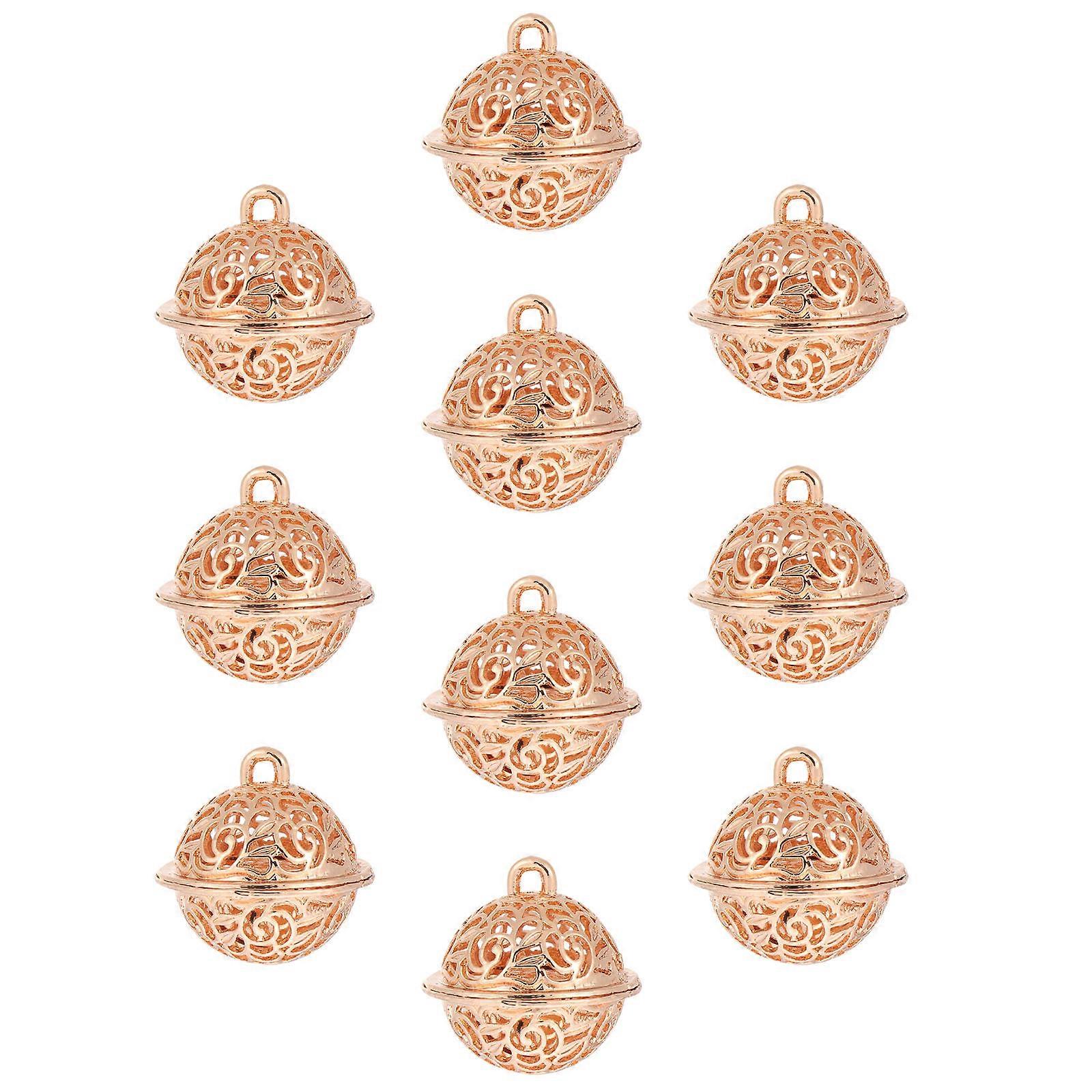 Golden Tin Alloy Bells with Hollow Design for Decor Soft Chime Sound 10pcs