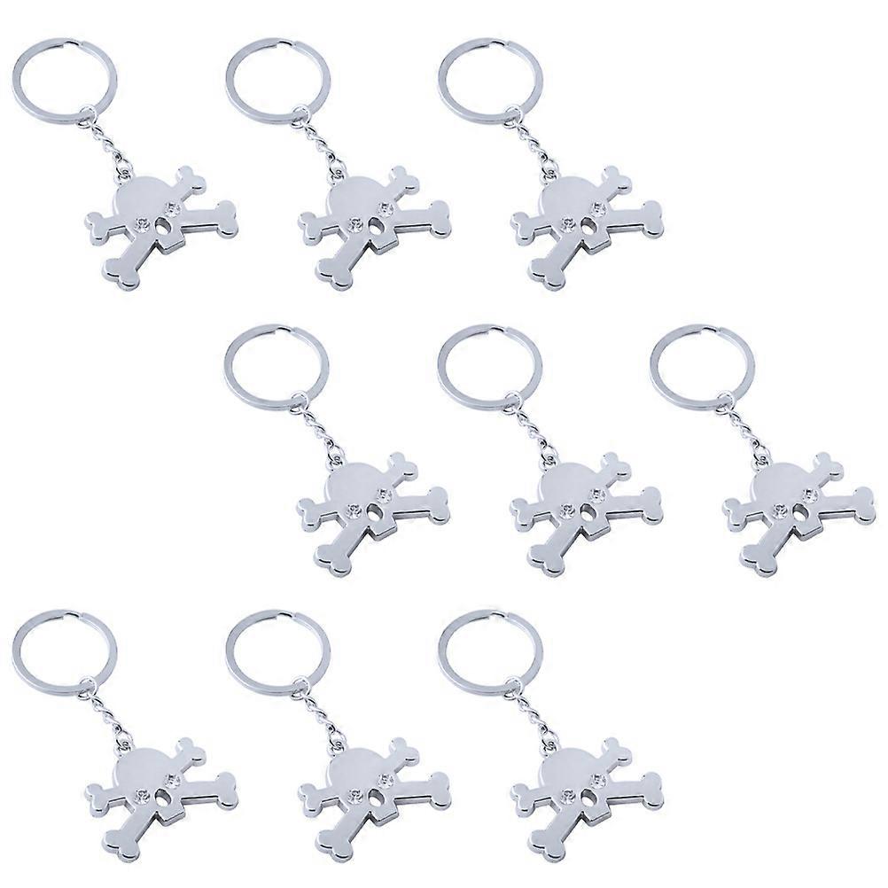 Decorative Key Chain Zinc Alloy Skull Shape Silver 9Pcs Halloween