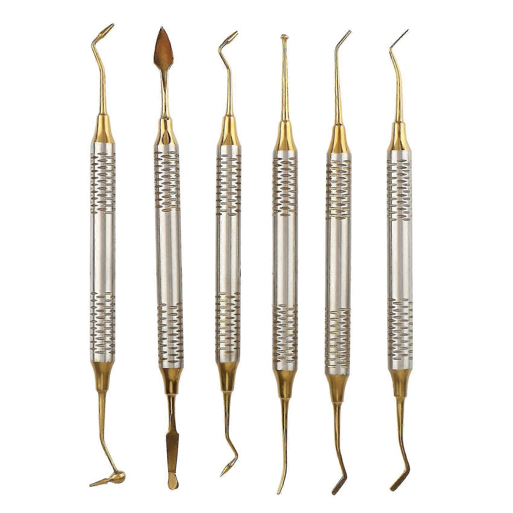 6-Pack Titanium-Plated Dental Composite Resin Filling Spatula Set for Restorative Procedures