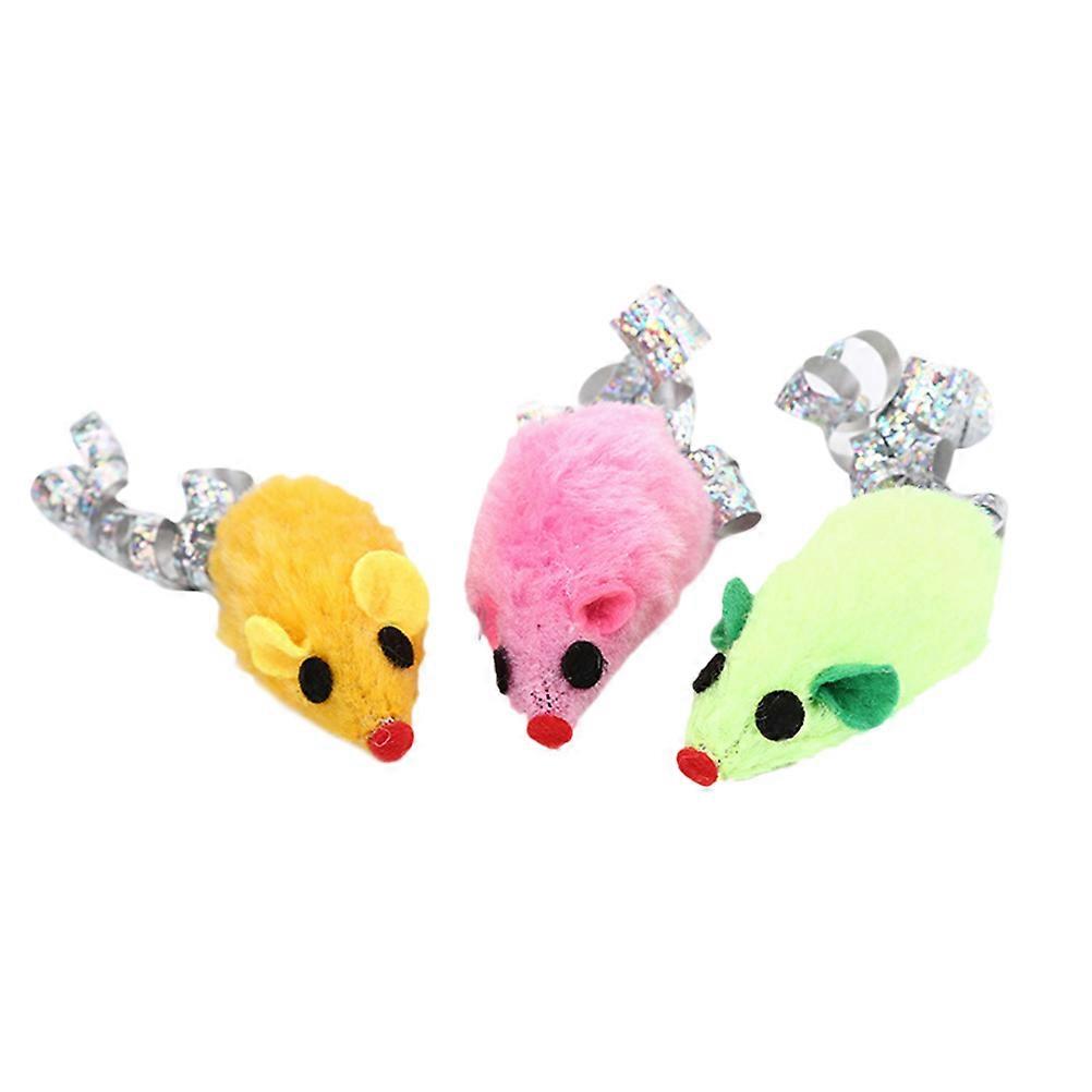 Cat Toy Plush Tail Plush Mouse Toy Cat Playing Props Office 13x5cm 3Pcs