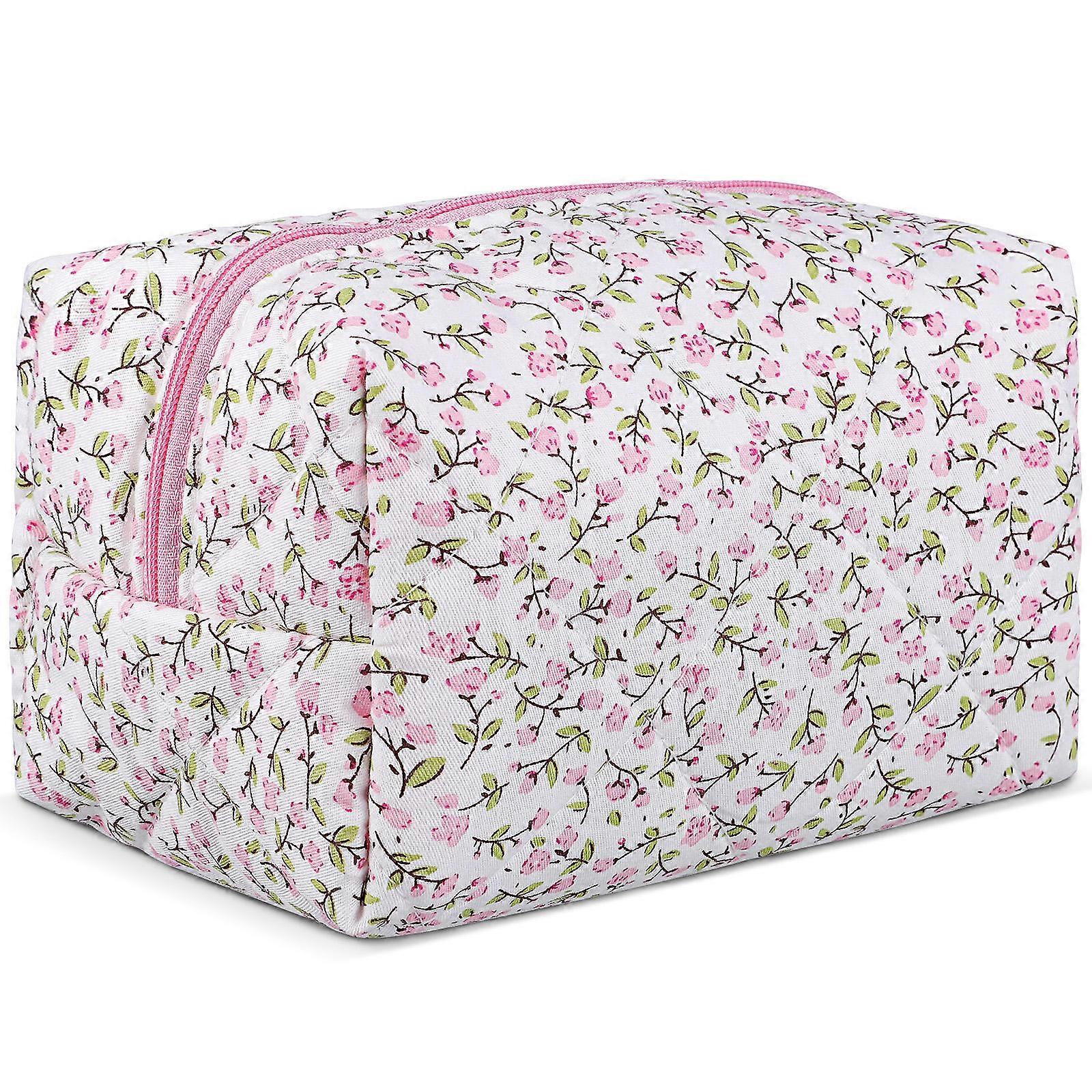 Floral Makeup Organizer Bag with Zipper Stylish Toiletry Holder for Travel Skincare and Essentials