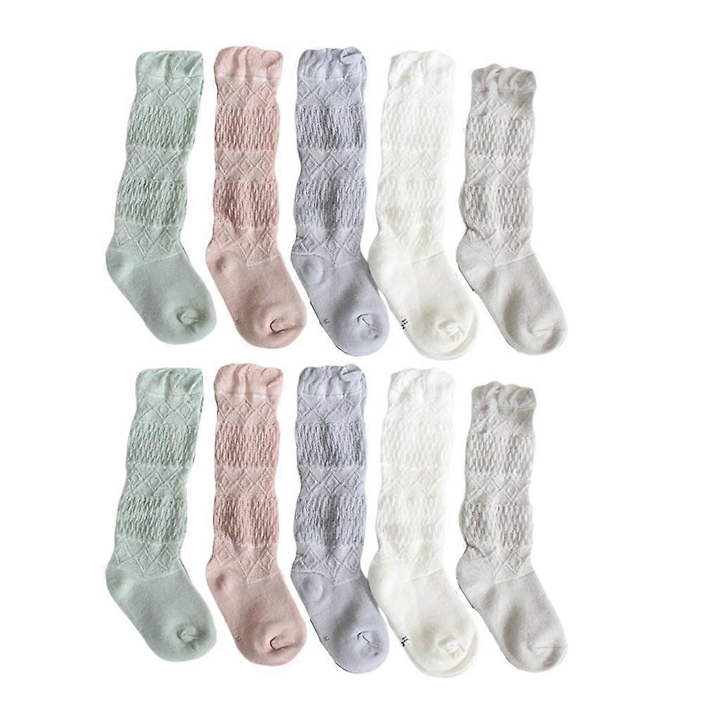 Infant Knee Socks Cotton Comfortable Breathable Stockings for Toddlers Kids 5 Pairs