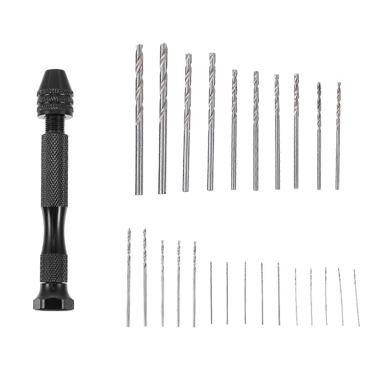 Precision Pin Vise Hand Drill with Adjustable Drill Holder for DIY Use Black Aluminum and Steel 1 Set