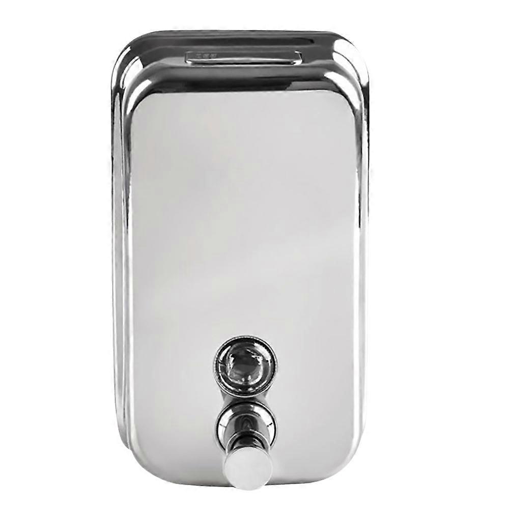 Wall Mounted Soap Dispenser in Silver Stainless Steel for Bathroom Use with Large Capacity