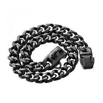 13mm Collier Chaîne Chien En Métal Fort Entraînement Pour Animaux De Compagnie En Acier Inoxydable Collier Étranglement Or Cubain Lien Pour Grand Chien De Marche R RPJ-14 Pouces-Noir