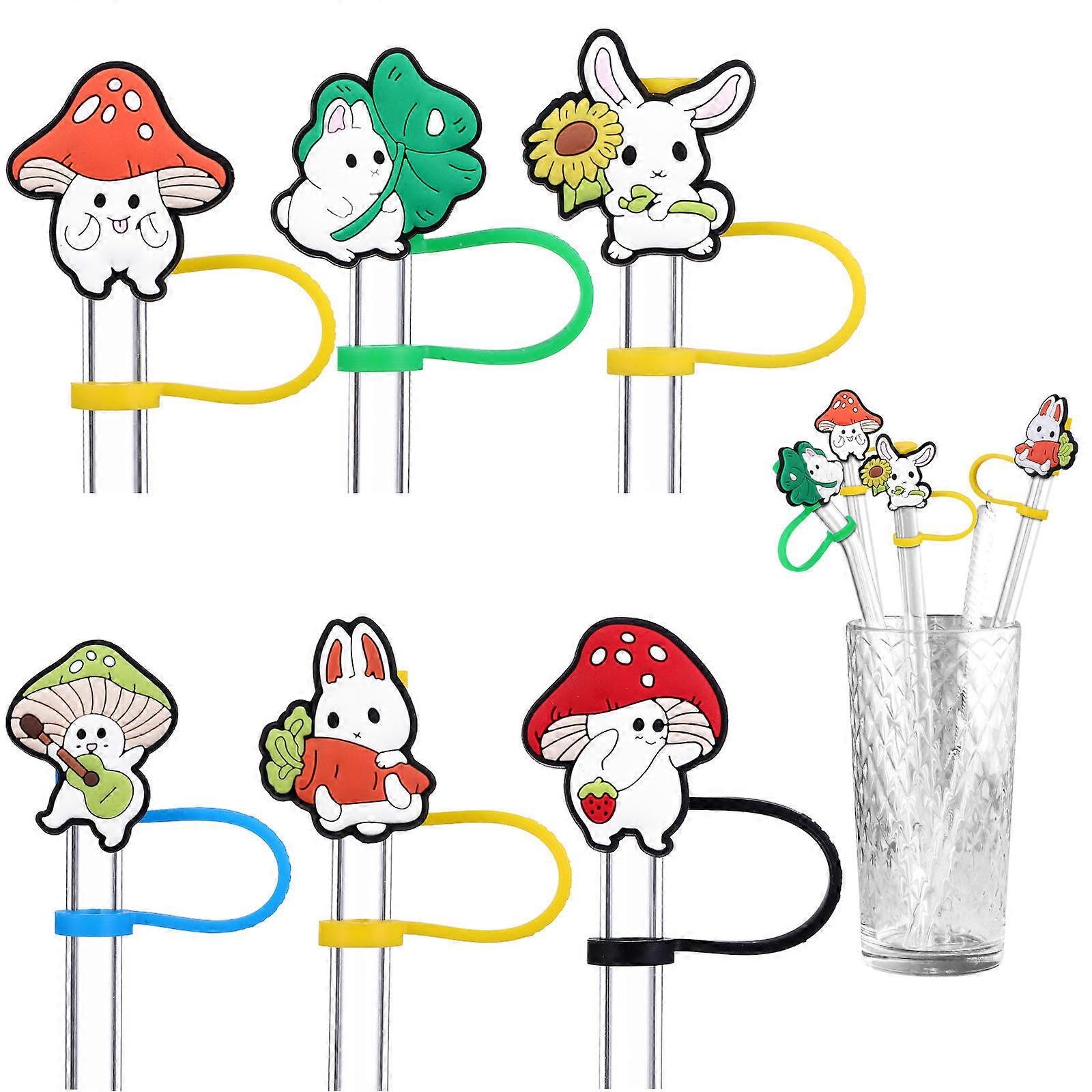 Cute Straw Caps Silicone Drinking Straw Accessories For Children 6Pcs