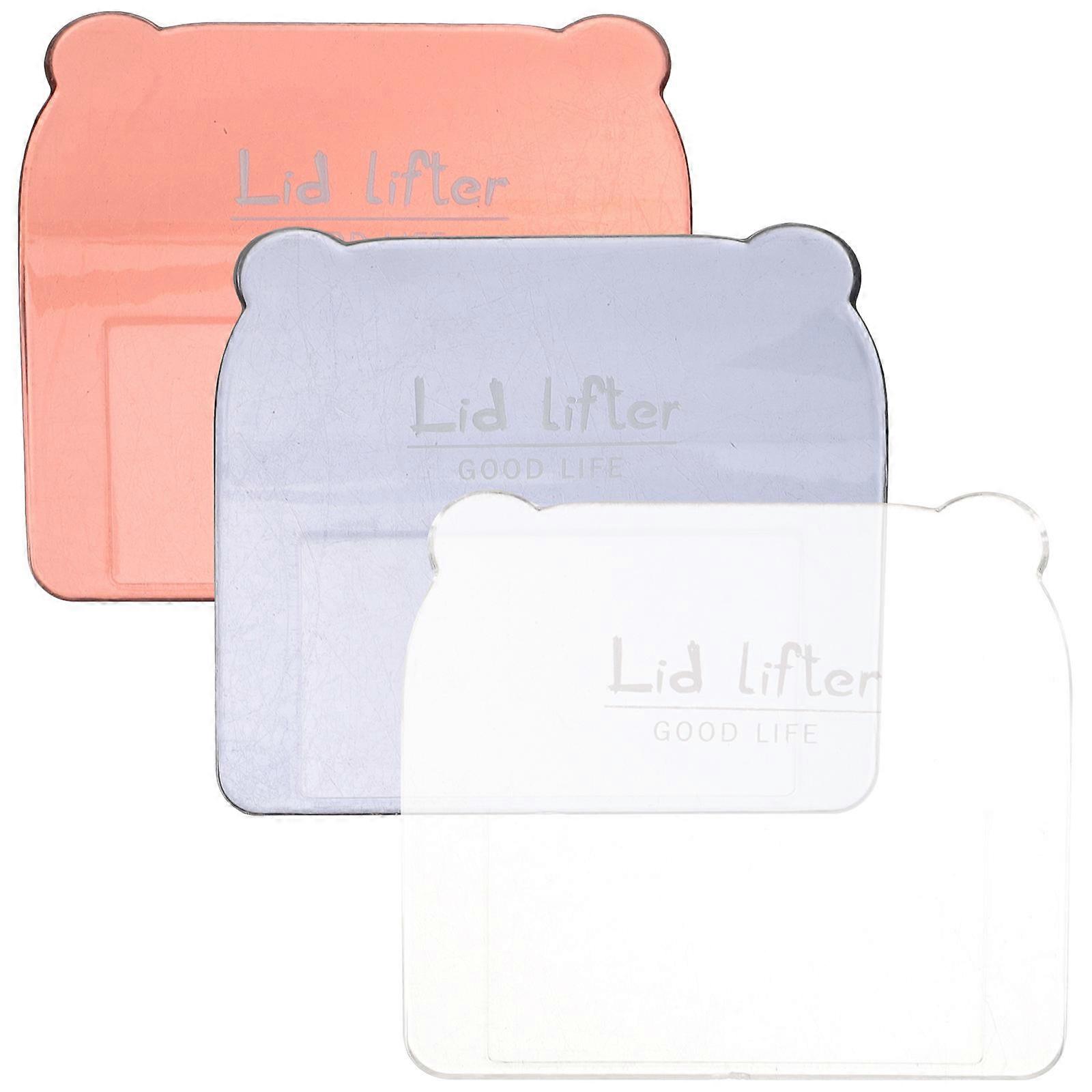 Bathroom Toilet Seat Lifter Adhesive Toilet Seat Handle Labor-Saving Home Use Translucent White 7x6cm 3Pcs
