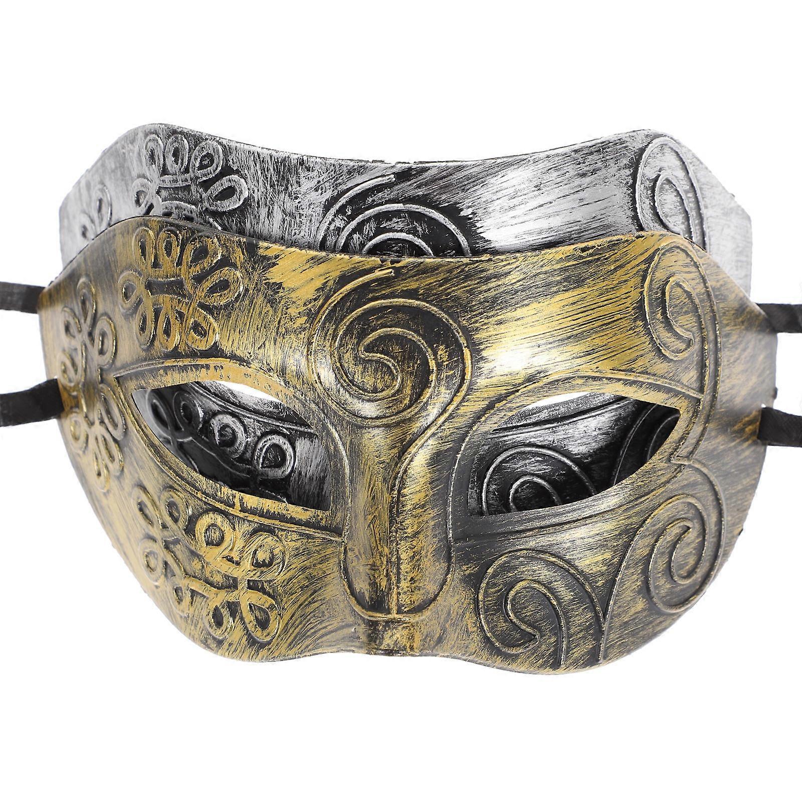 Roman Mask Masculine Men Masks Retro Roman Half Face Decoration For Masquerade Ball Halloween Party 2Pcs Bronze
