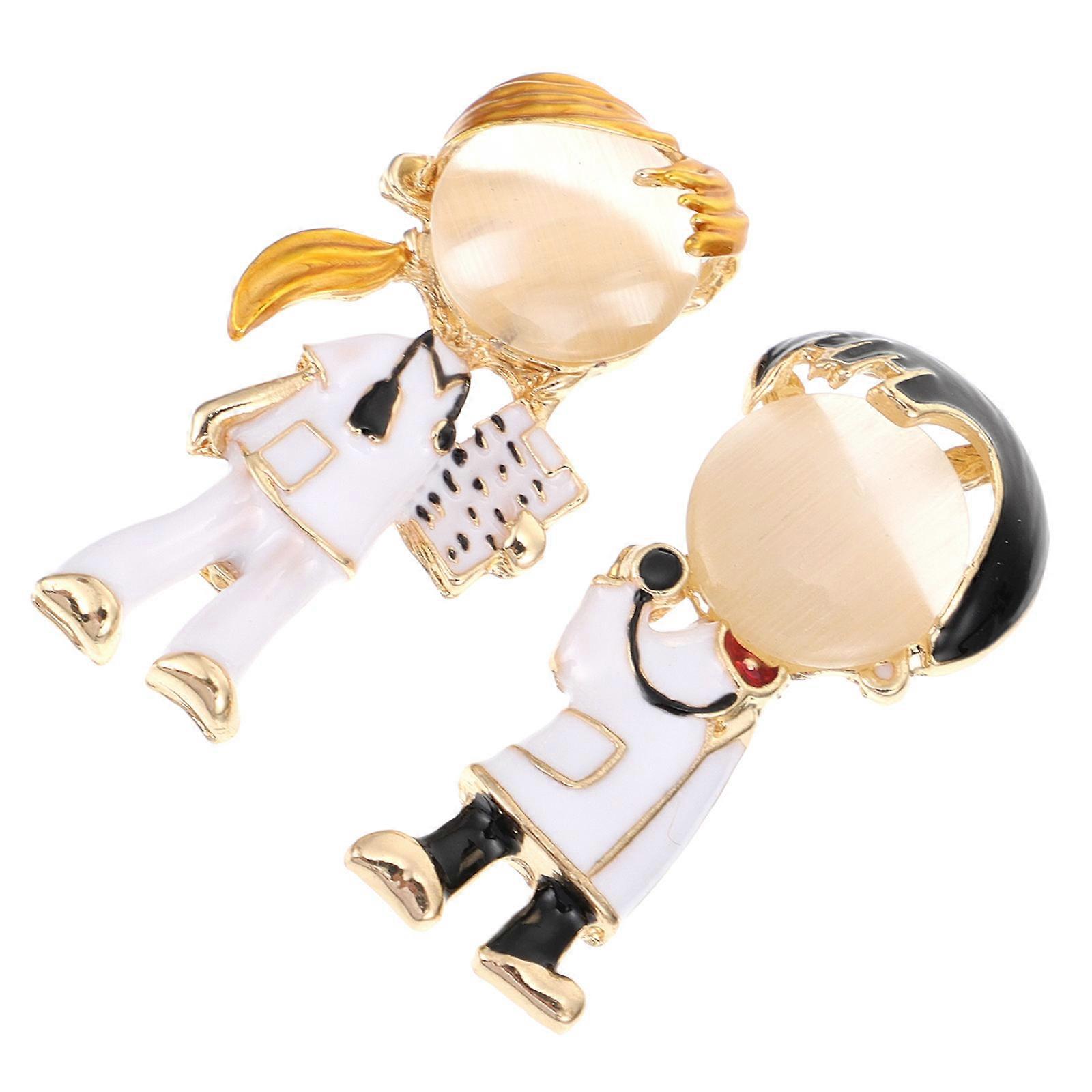 Lapel Pin Cartoon Design Brooches Nurses present for Friends Rectangular Shape 2Set