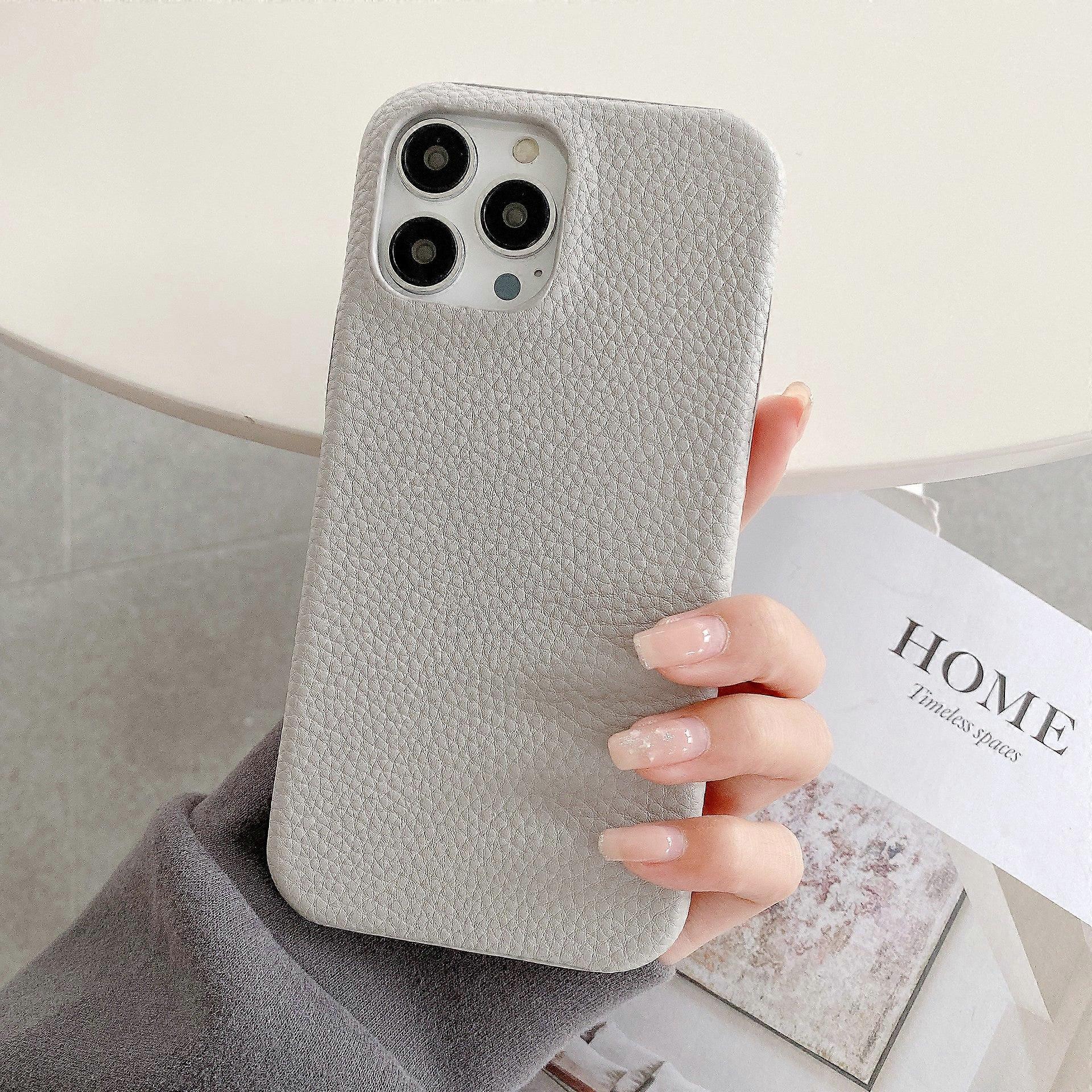 Case For Iphone 13pro Max Grey Lychee Leather Feel