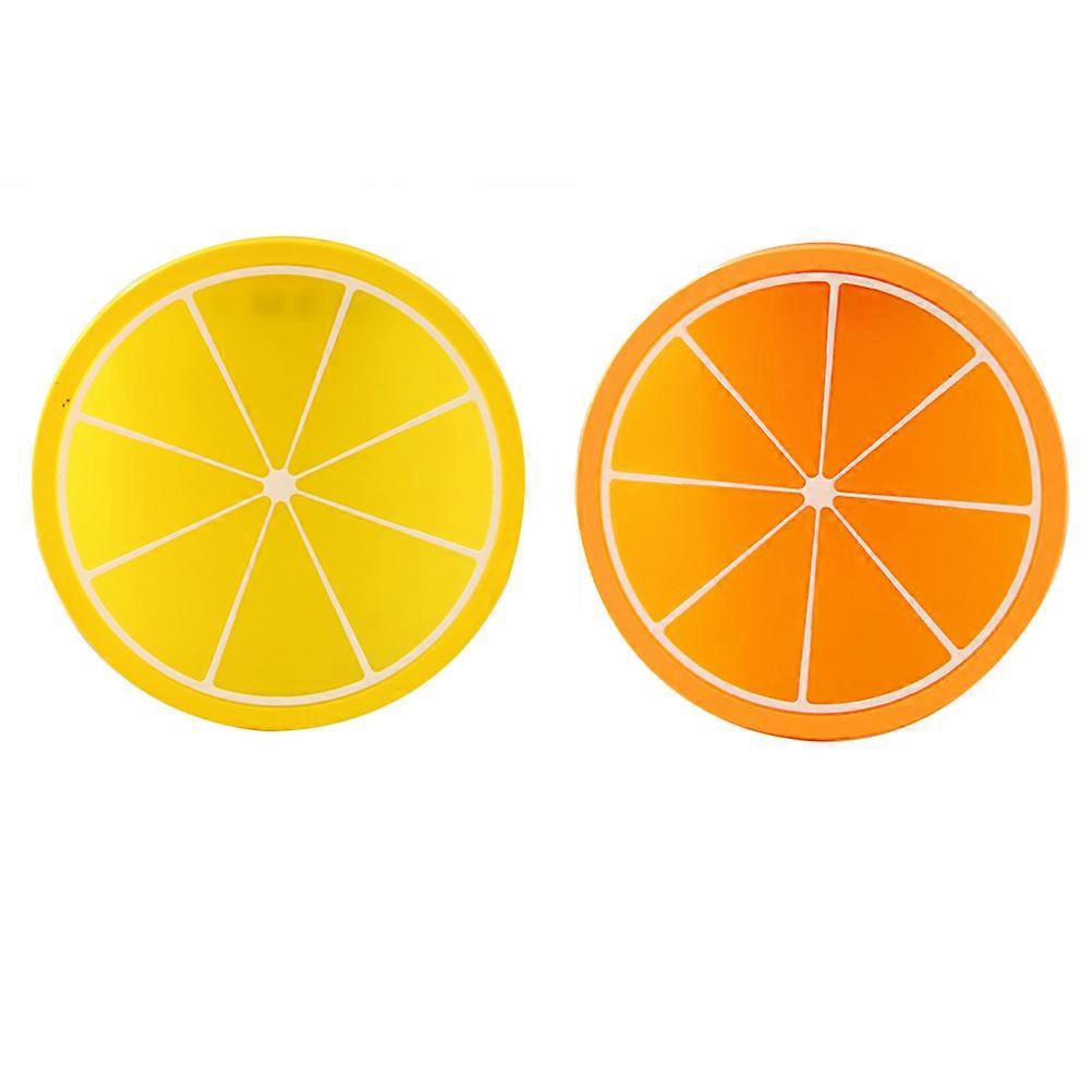 Silicone Insulated Coasters Round Fruit Shaped Non-Slip Heat Resistant 2Pcs Table Protection for Family