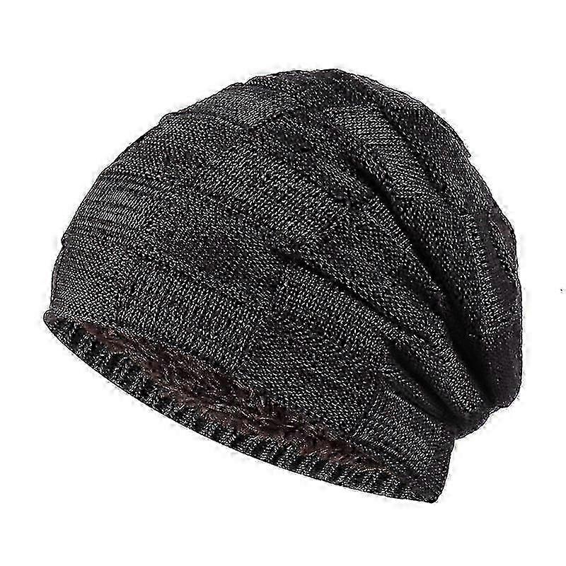 Warm Knitted Winter Beanie for Men with Fleece Lining, Suitable for Cold Weather Comfort