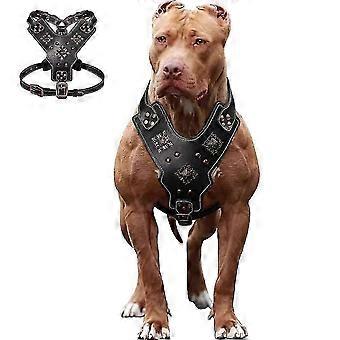 Heavy Duty Dog Harness Real Leather Chest Plate Vest for Large Dog Pitbull Boxer-Yvan