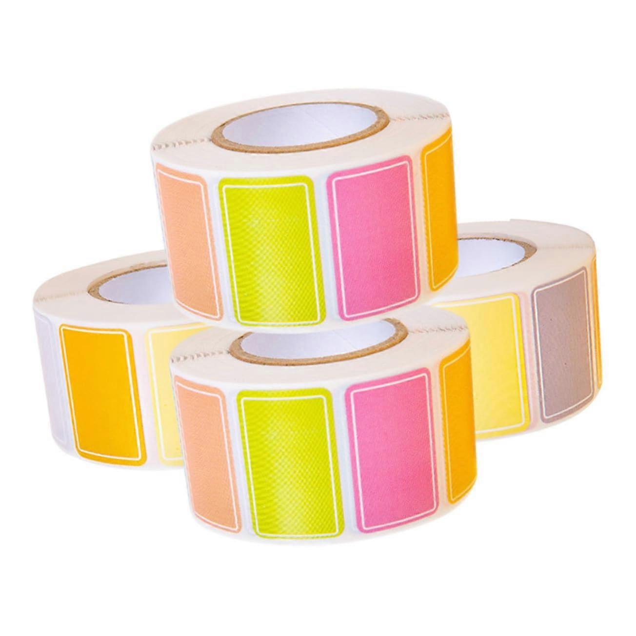 Label Sticker Set - 4 Rolls of Blank Adhesive Labels for Organizing Name Tags and Home Use, Self-Adhesive, Durable, White