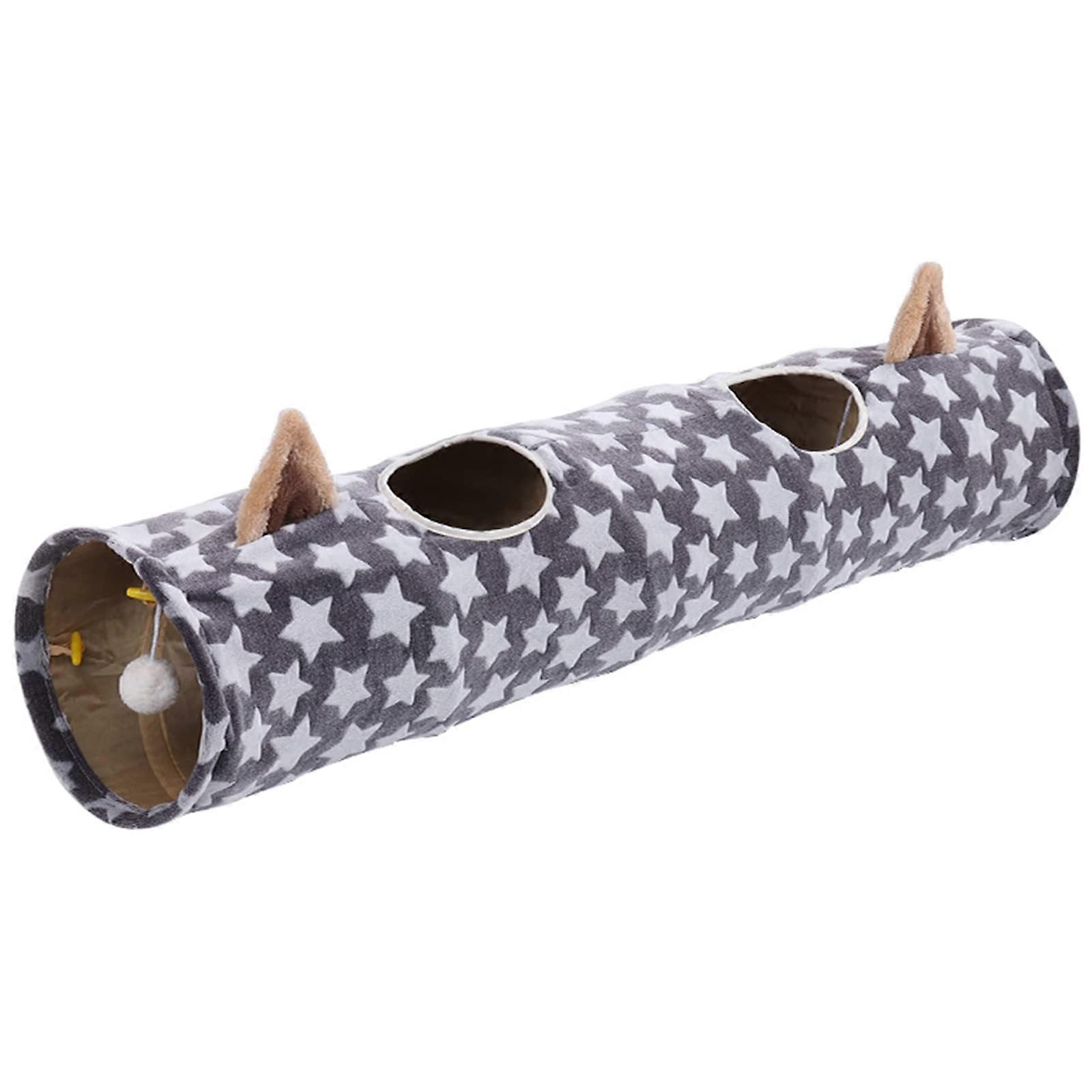 Foldable plush cat tunnel house, noisemaking, for kittens, interactive bed toy